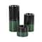 Green Metal Colorblock Candle Holder with Paint Streak Designs Set